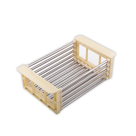 Égouttoir pliable en acier inoxydable, panier d'égouttage télescopique avec accoudoir réglable, panier d'égouttage de cuisine (1/5)