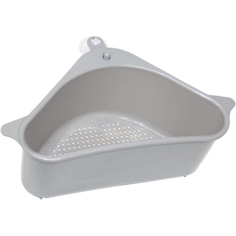 Égouttoir d'évier, boîte de rangement pour comptoir, égouttoir d'évier sans perçage, égouttoir triangulaire multifonctionnel, gris (1/5)