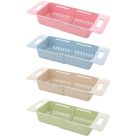 Égouttoir extensible pour évier, panier de rangement pour bols et légumes, panier d'égouttage à longueur ajustable, 100 % neuf (1/5)