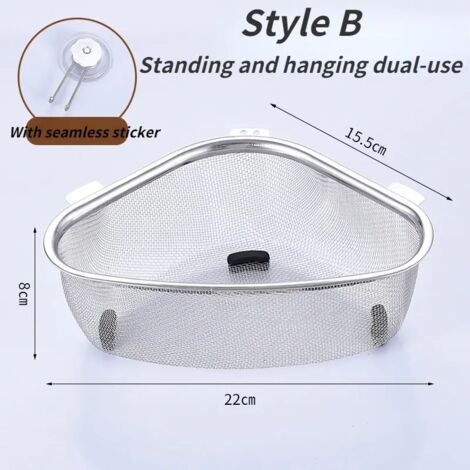 Panier d'évier en acier inoxydable, filtre triangulaire argenté (1/5)