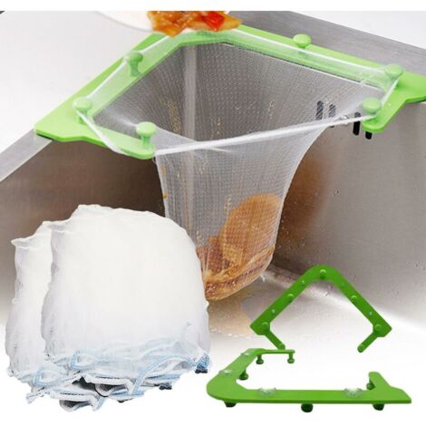 Égouttoir triangulaire pour évier de cuisine, panier égouttoir pour fruits et légumes, support à ventouse pour rangement et filtre d'évier. (1/5)