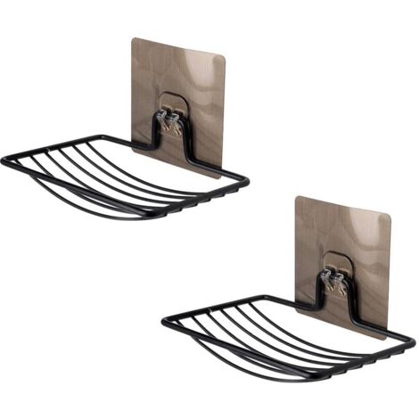 Porte-savon robuste, lot de 2, porte-savon/éponge mural auto-adhésif en acier inoxydable, étagère de rangement pour la maison, la cuisine, la salle de bain et la douche. (1/5)