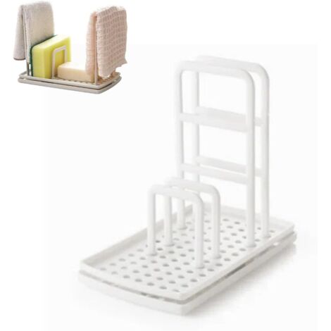 Rangement et organisation de la cuisine - Porte-éponge pour évier - Peut également servir de porte-éponge ou de porte-serviettes (blanc) (1/5)