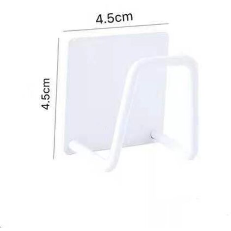 Lot de 4 porte-éponges de cuisine, en acier inoxydable 304, résistant aux perforations, à coller, support mural pour évier (céramique blanche [Dos] (1/5)