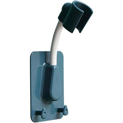 Support de pommeau de douche 360° réglable, auto-adhésif, fixation murale avec 2 crochets, support universel pour salle de bain et spa, ABS, 1 pièce (bleu) (1/4)