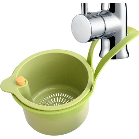 Panier filtre autonettoyant pour évier - Égouttoir de cuisine suspendu, passoire multifonctionnelle pour vaisselle et fruits, vert (1/5)