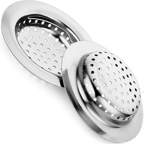 Couvercle de bonde d'évier en acier inoxydable, filtre d'évier 11 cm avec poignée pour salle de bain, douche et cuisine (lot de 2) (1/5)