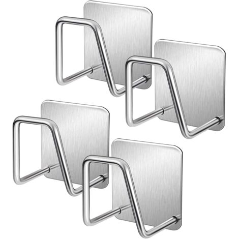 Ensemble de 4 porte-éponges - Support auto-adhésif en acier inoxydable pour évier - Bande auto-adhésive imperméable pour éponges et chiffons - Étagère de rangement (1/5)
