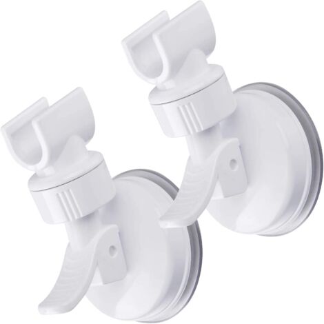 Support de pommeau de douche réglable, pommeau de douche à main détachable et support mural à ventouse (2 pièces blanches) (1/5)