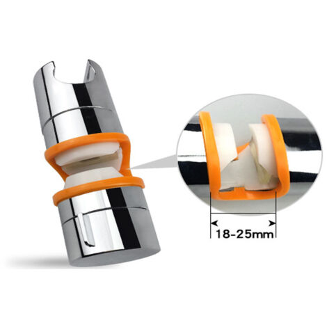 1 pince de douche (orange) 18-25 mm, réglable, en ABS, pour pommeau de douche à main, avec support chromé. (1/5)