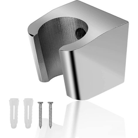 Support de pommeau de douche argenté, fixation murale avec vis, en alliage de zinc, compatible avec la plupart des douches. (1/5)