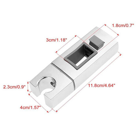 Support coulissant pour pommeau de douche sur rail - 30 x 18 mm - Rectangulaire, support de douchette carré remplaçable, support de pommeau de douche chromé en ABS pour salle de bain (1/3)