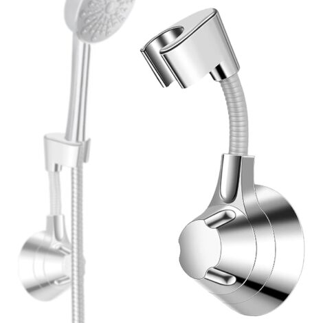 Support de pommeau de douche sans perçage, fixation murale pour pommeau de douche, capacité de charge jusqu'à 5 kg, support de douche. (1/5)