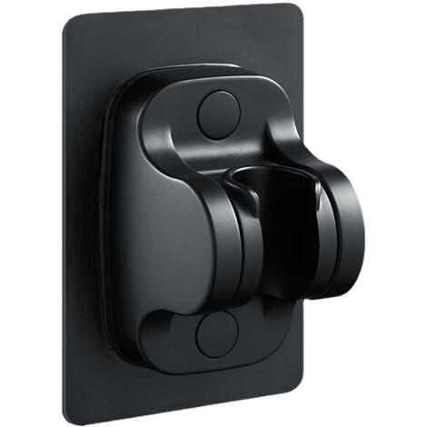 Receveur de douche en aluminium noir et ABS non perforé, support de pommeau de douche universel réglable, fixation pour salle de bain. (1/2)