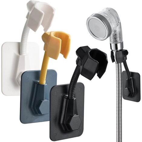 Support de pommeau de douche, support mural de douche en 3 pièces, support de douchette pivotant sans perçage, support de pommeau de douche amovible sans perçage pour baignoire (1/5)