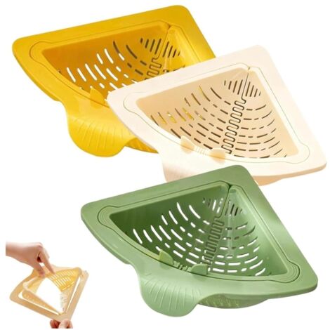 Lot de 3 paniers de vidange et filtres magnétiques, passoire triangulaire sans perçage pour évier de cuisine, passoire suspendue avec fond pivotant, panier de filtration pliable pour évier (1/5)