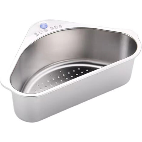 Égouttoir de cuisine avec crépine multi-trous et égouttage rapide, panier d'égouttage en acier inoxydable lisse. (1/5)