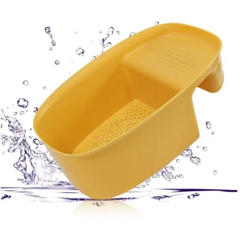 Passoire d'évier multifonctionnelle, filtre de cuisine, récipient pour filtrer les déchets de cuisine et laver les légumes, jaune (1/5)