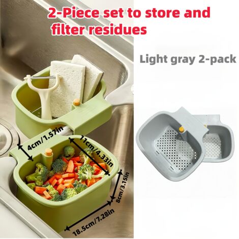 Panier d'évier autonettoyant anti-obstruction avec filtre à mailles et crépine sous pression pour cuisine et salle de bain - Élimination automatique des déchets alimentaires (FMY) Gris clair (1/5)