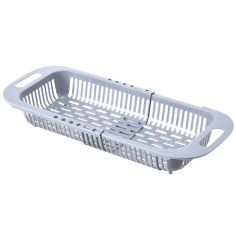 Égouttoir à vaisselle coulissant avec panier d'égouttage, porte-couverts portable pour le rangement et l'organisation de la cuisine (1/5)