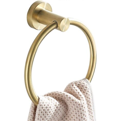 Porte-serviettes mural rond en acier inoxydable 304 pour salle de bain ou cuisine, doré, 16 cm. Accessoires de salle de bain et de douche.-AquaForge (1/5)