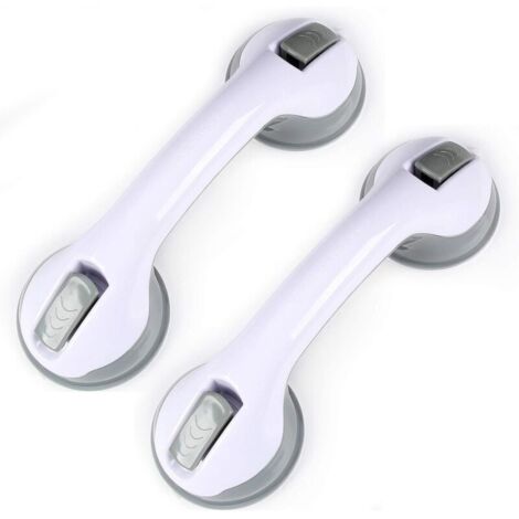 Poignée de douche à ventouse PCS, poignée de baignoire en plastique (sans perçage), pour salle de bain, enfants et personnes handicapées (gris) KLB-AquaForge (1/5)