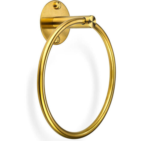 Anneau porte-serviettes rond en acier inoxydable, porte-serviettes de salle de bain, auto-adhésif et à perforer (doré)-AquaForge (1/5)