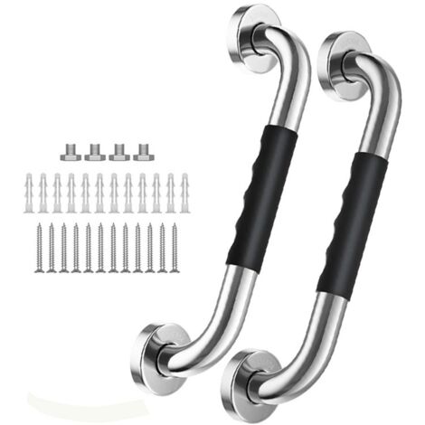Support mural pour poignées - Poignée antidérapante pour salle de bain - Convient pour douche, WC, baignoire, cuisine, rampes d'escalier et de placard - 30 cm - Lot de 2-AquaForge (1/5)