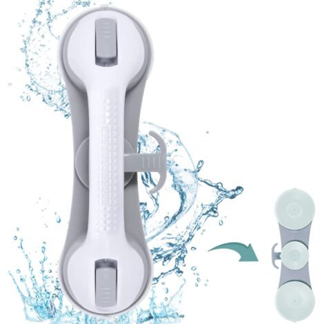 Poignée de toilette antidérapante pour salle de bain, poignée de douche à ventouse, poignée de baignoire pour personnes âgées/handicapées/enfants/femmes enceintes (gris)-AquaForge (1/5)