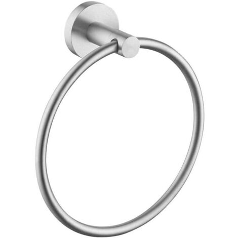 Anneau porte-serviettes de salle de bain, porte-serviettes rond en acier inoxydable 304 à surface brossée (argenté)-AquaForge (1/5)