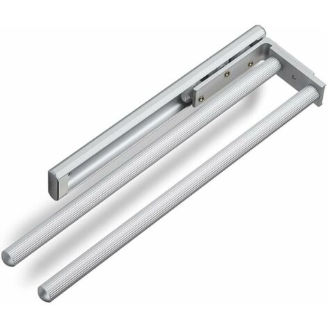Porte-serviettes mural télescopique TED EV1 à 2 bras en aluminium anodisé (325-487 mm, télescopique, pivotant) pour salle de bain ou cuisine-AquaForge (1/4)