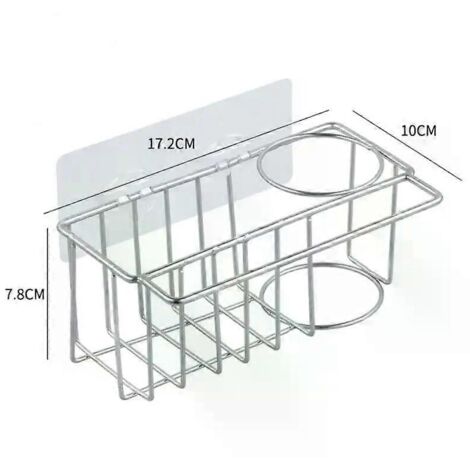 Égouttoir d'évier en acier inoxydable avec porte-savon, porte-éponge, porte-torchon et panier à filtre.-AquaForge (1/5)