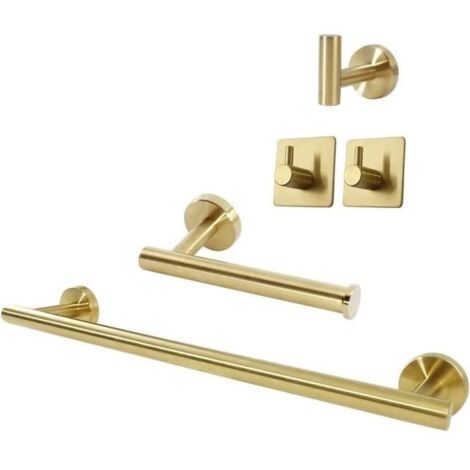 Ensemble d'accessoires de salle de bain en acier inoxydable, porte-serviettes, doré-AquaForge (1/4)