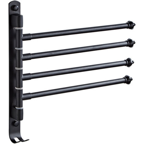 Porte-serviettes mural à 4 barres en acier inoxydable SUS304, noir, 30,5 x 30 x 2,7 cm-AquaForge (1/5)