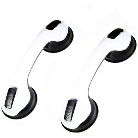 2 poignées de sécurité (noires) pour baignoire/douche/ventouses-AquaForge (1/3)