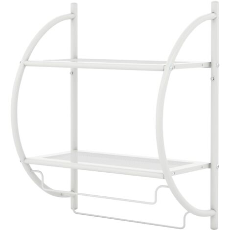 Porte-serviettes mural en métal blanc avec étagères, 45 x 25,5 x 55 cm-AquaForge (1/5)