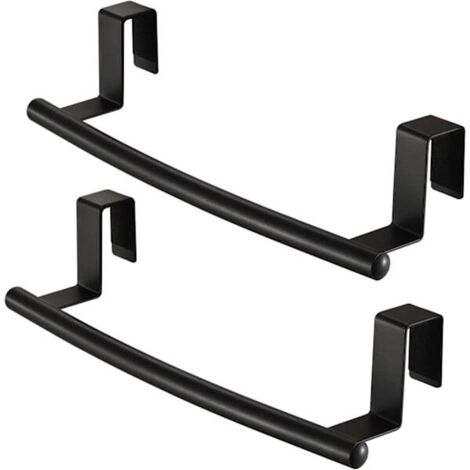 Porte-serviettes suspendu noir, porte-serviettes de cuisine, porte-serviettes en métal pour porte de placard, lot de 2, 23 cm-AquaForge (1/4)
