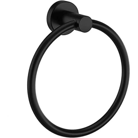 Porte-serviettes noir, anneau porte-serviettes noir givré, acier inoxydable 304-AquaForge (1/4)