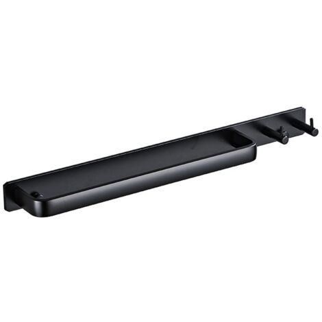 Porte-serviettes mural pour salle de bain - Noir - 40 x 3,5 x 5,5 cm-AquaForge (1/4)