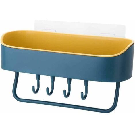Étagère de salle de bain suspendue sans perçage, porte-serviettes mural en plastique pour meuble-lavabo, étagère de rangement pour toilettes.-AquaForge (1/5)