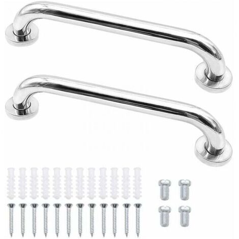 Barre d'appui de salle de bain - Poignée de sécurité pour douche - Lot de 2 - Acier inoxydable 304-AquaForge (1/5)