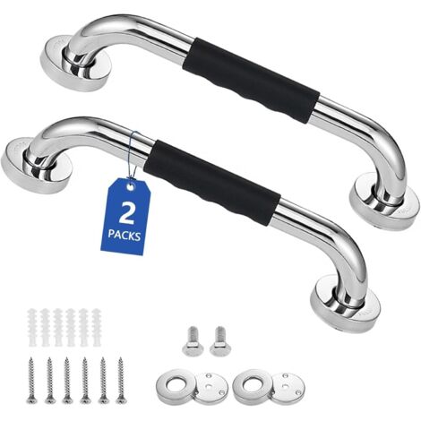 Poignée de douche de sécurité, support de toilette, acier inoxydable 304, 30 cm avec silicone antidérapant, convient pour les douches et les toilettes-AquaForge (1/5)