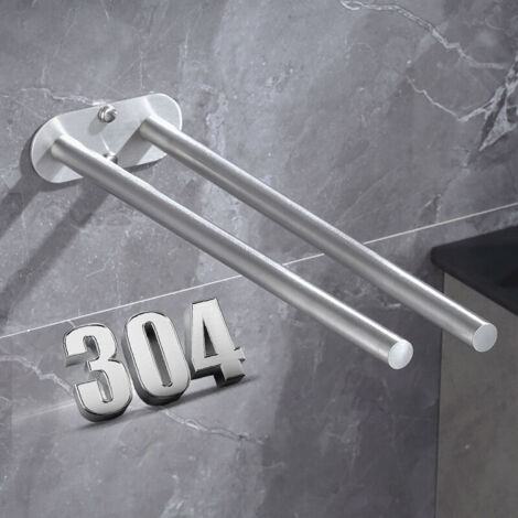 Porte-serviettes mural en acier inoxydable SUS304 pour salle de bain et cuisine, 2 bras doubles, 40 cm KLB-AquaForge (1/4)