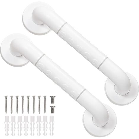 Poignée de douche, lot de 2 poignées de douche de 30 cm avec poignée antidérapante et cercles de sécurité lumineux, poignée de salle de bain en acier inoxydable-AquaForge (1/4)
