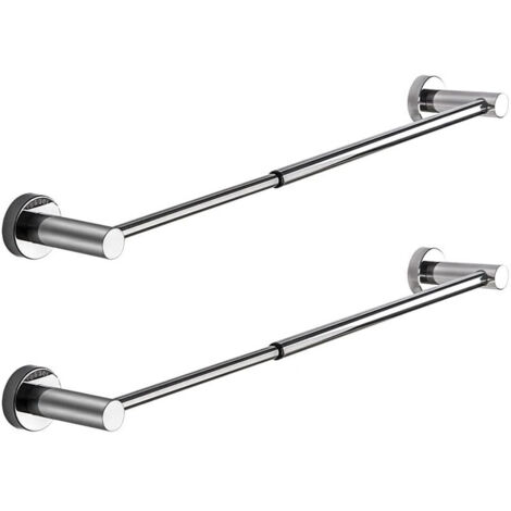 Lot de 2 porte-serviettes chromés polis, réglables et rétractables, pour salle de bain, hauteur 38,6 à 70,6 cm.-AquaForge (1/5)