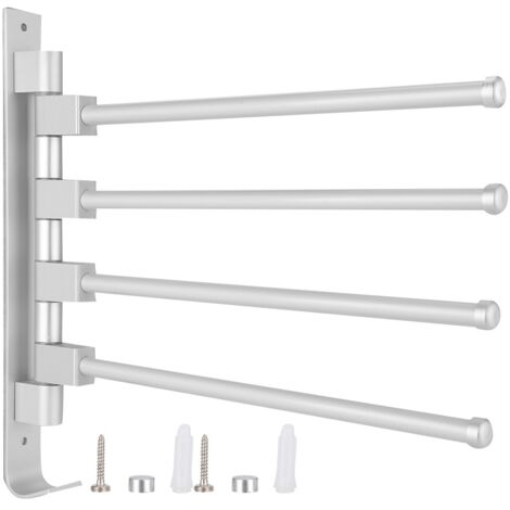 Porte-serviettes mobile en aluminium pour salle de bain, 4 barres avec crochets, idéal pour la maison ou l'hôtel. Utilisable sur plusieurs supports.-AquaForge (1/5)