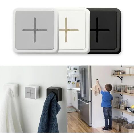 Lot de 3 porte-serviettes autocollants pour fixation murale, rangement pour serviettes de salle de bain, rangement pour torchons de cuisine imperméables, pince à torchons, organisateur-AquaForge (1/5)