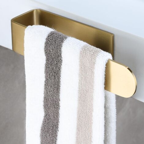 Lot de 2 porte-serviettes dorés - Porte-serviettes auto-adhésif de 22 cm, barre porte-serviettes, anneau porte-serviettes pour salle de bain - Acier inoxydable-AquaForge (1/5)