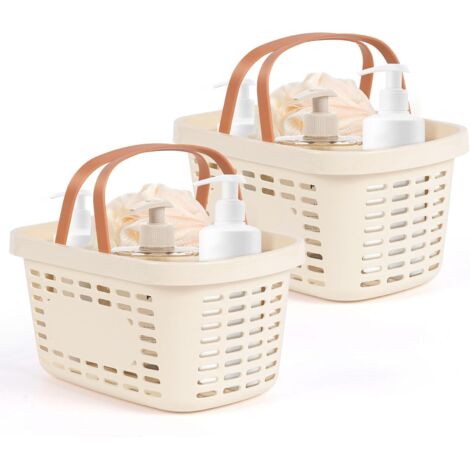 Panier de douche portable en plastique - Panier de rangement portatif avec poignée - Idéal pour les salles de bain, les résidences étudiantes, les séjours à l'université, le camping et les voyages - L (1/5)