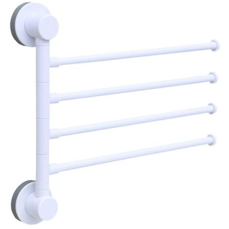 Porte-serviettes mural pivotant à 4 bras, pliable et rotatif à 180°, pour salle de bain et cuisine (gris)-AquaForge (1/5)